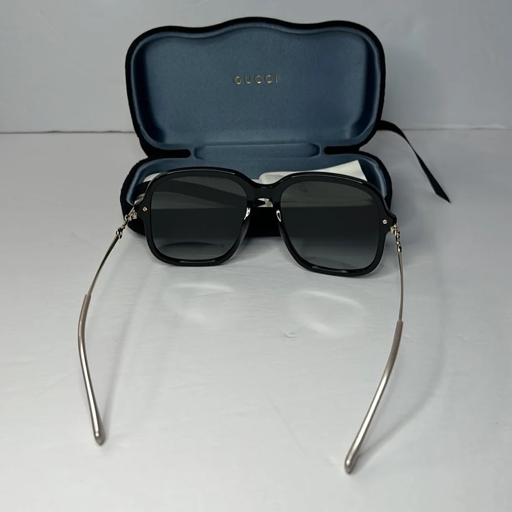 💯 - New Authentic Women's Rectangle Oversized Gg0887s 001 57mm Sunglasses - Picture 8 of 13